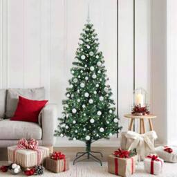 Berkfield Home Elegant Artificial Pre-lit Christmas Tree Green 180 cm PVC & Metal - thumbnail 2