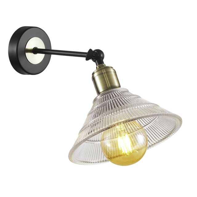 Happy Homewares Modern Industrial Switched Wall Light Fitting with Adjustable Shade in Clear - image 1