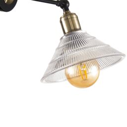 Happy Homewares Modern Industrial Switched Wall Light Fitting with Adjustable Shade in Clear - thumbnail 4