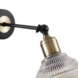 Happy Homewares Modern Industrial Switched Wall Light Fitting with Adjustable Shade in Clear - thumbnail 3
