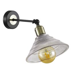 Happy Homewares Modern Industrial Switched Wall Light Fitting with Adjustable Shade in Clear - thumbnail 2