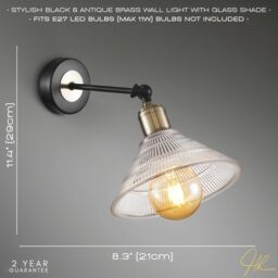 Happy Homewares Modern Industrial Switched Wall Light Fitting with Adjustable Shade in Clear - thumbnail 6