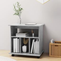 Berkfield Home Rolling Cabinet Concrete Grey 60x45x60 cm Engineered Wood - Size: 60 x 45 x 60 cm - thumbnail 3