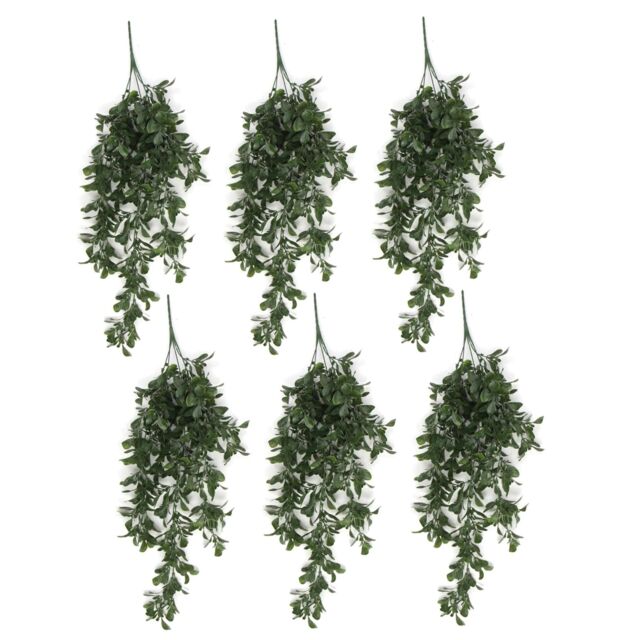 Leaf Artificial Hanging Trailing Plant UV Fire Resistant Peperomia 68cm Pack of 6 in Green - image 1