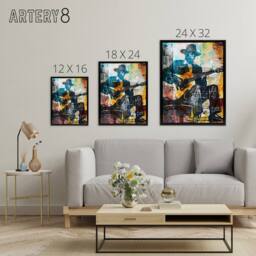 "Artery8 Blues Music Guitar Player Upcycle Framed Canvas Wall Art Print - Size: W12"" x H16""" - thumbnail 4