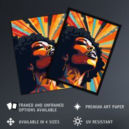 "Artery8 Artwork Of Black Woman Announcing She Is Strong Starburst Unframed Wall Art Print Poster Home Decor Premium - Size: W12"" x H16""" - thumbnail 2