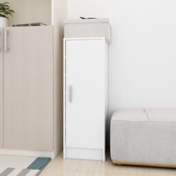 Berkfield Home Shoe Cabinet White 32x35x92 cm Engineered Wood - Size: 32 x 35 x 92 cm - thumbnail 3