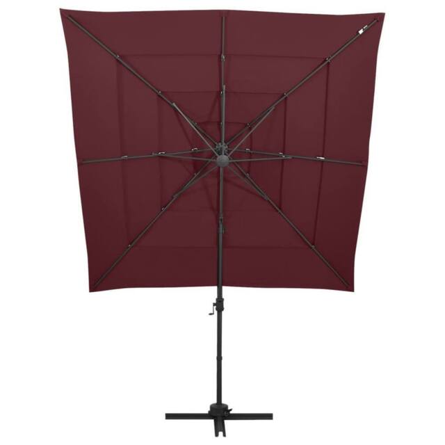 Berkfield Home 4-Tier Parasol with Aluminium Pole Bordeaux Red 250x250 cm - image 1