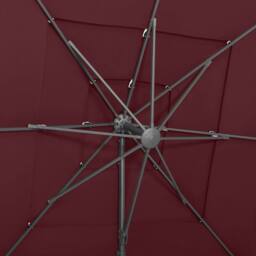 Berkfield Home 4-Tier Parasol with Aluminium Pole Bordeaux Red 250x250 cm - thumbnail 7