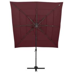 Berkfield Home 4-Tier Parasol with Aluminium Pole Bordeaux Red 250x250 cm - thumbnail 1