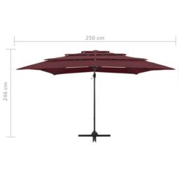 Berkfield Home 4-Tier Parasol with Aluminium Pole Bordeaux Red 250x250 cm - thumbnail 9