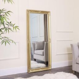 Melody Maison Large Ornate Gold Wall/Floor Mirror 76cm X 176cm in Metallic Gold - Size: 76 cm X 176 cm - thumbnail 2