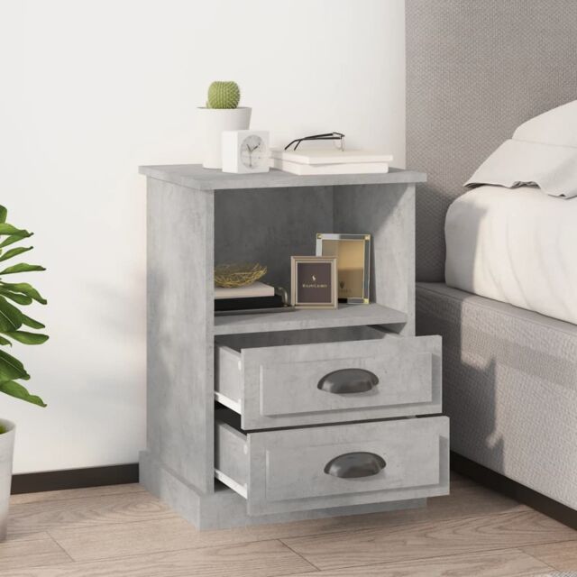 Berkfield Home Bedside Cabinets 2 pcs Concrete Grey 43x36x60 cm - Size: 43 x 36 x 60 cm - image 1