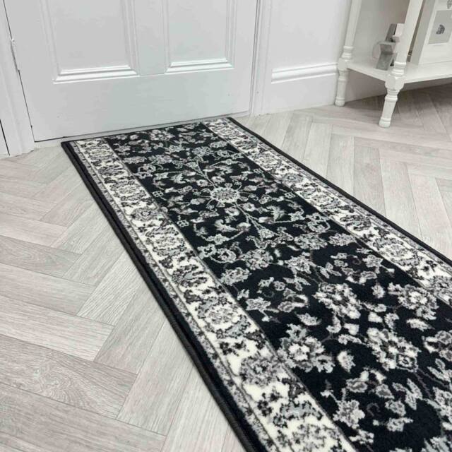 runrug Hallway Carpet Runner Rug - Soft & Comfy, 9mm - 'Traditional' in Dark Grey - Size: 60 cm x 420 cm - image 1