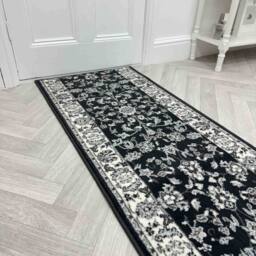 runrug Hallway Carpet Runner Rug - Soft & Comfy, 9mm - 'Traditional' in Dark Grey - Size: 60 cm x 420 cm - thumbnail 1