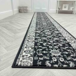 runrug Hallway Carpet Runner Rug - Soft & Comfy, 9mm - 'Traditional' in Dark Grey - Size: 60 cm x 420 cm - thumbnail 5