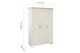 Birlea Highgate 3 Door Wardrobe Cream & Oak - thumbnail 6