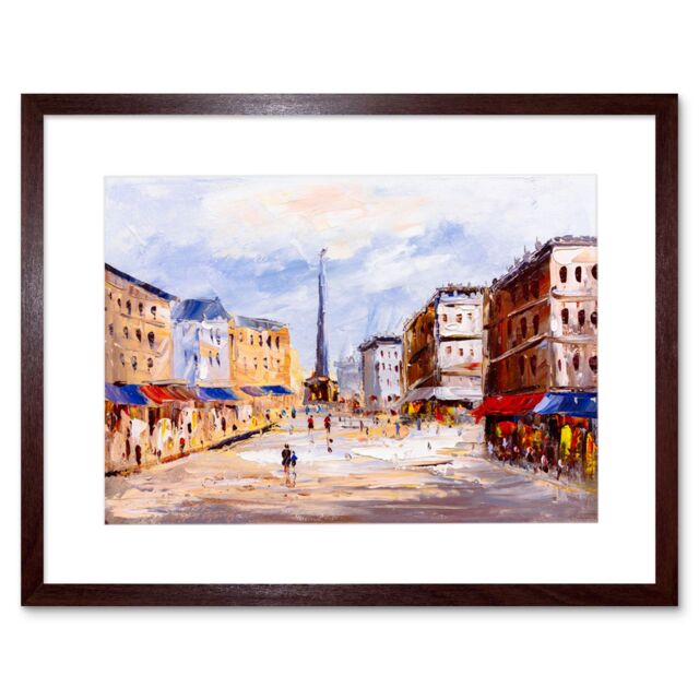 "Artery8 Wall Art Print European Cityscape Painting Art Framed 9x7 inch in Brown - Size: W7"" x H9""" - image 1