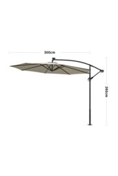 Living and Home Outdoor Lighted Patio Umbrella with Crank Lift System（Base is not included） in Beige - thumbnail 6