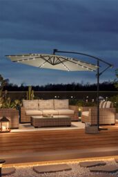 Living and Home Outdoor Lighted Patio Umbrella with Crank Lift System（Base is not included） in Beige - thumbnail 1