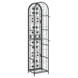 Berkfield Home Wine Rack for 73 Bottles Black 45x36x200 cm Wrought Iron - Size: 45 x 36 x 200 cm - thumbnail 5