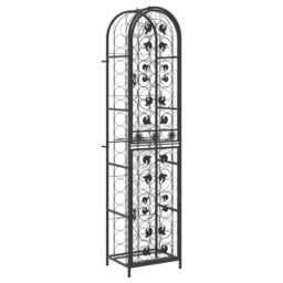 Berkfield Home Wine Rack for 73 Bottles Black 45x36x200 cm Wrought Iron - Size: 45 x 36 x 200 cm - thumbnail 2