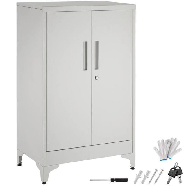tectake Blake Filing Cabinet, Magnetic Closure, Adjustable Shelves in Grey - Size: 1 Pack - image 1