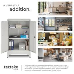 tectake Blake Filing Cabinet, Magnetic Closure, Adjustable Shelves in Grey - Size: 1 Pack - thumbnail 8