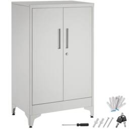 tectake Blake Filing Cabinet, Magnetic Closure, Adjustable Shelves in Grey - Size: 1 Pack