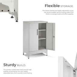 tectake Blake Filing Cabinet, Magnetic Closure, Adjustable Shelves in Grey - Size: 1 Pack - thumbnail 3