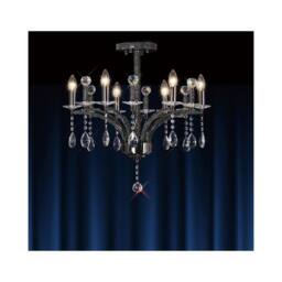Netlighting Fiore Semi Flush Ceiling Pendant 6 Light Black Chrome Crystal - thumbnail 2
