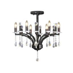 Netlighting Fiore Semi Flush Ceiling Pendant 6 Light Black Chrome Crystal - thumbnail 1