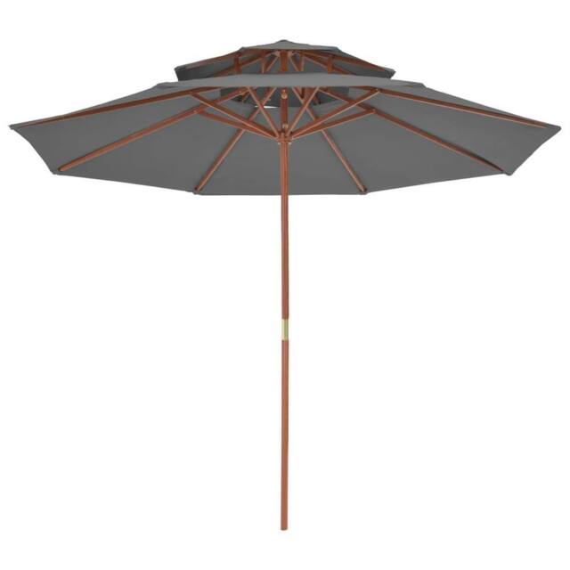 Berkfield Home Elegant Double Decker Parasol with Wooden Pole 270 cm Anthracite in Charcoal - image 1
