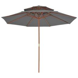 Berkfield Home Elegant Double Decker Parasol with Wooden Pole 270 cm Anthracite in Charcoal - thumbnail 1