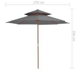 Berkfield Home Elegant Double Decker Parasol with Wooden Pole 270 cm Anthracite in Charcoal - thumbnail 7