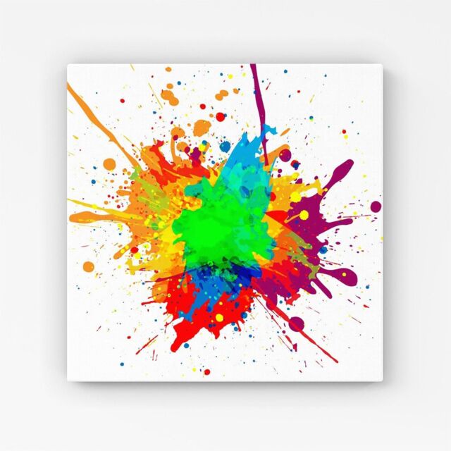 "Warren Reed - Designer Paint Splash Canvas in Green - Size: W30"" x H30""" - image 1