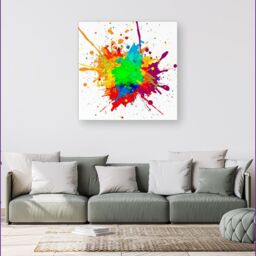 "Warren Reed - Designer Paint Splash Canvas in Green - Size: W30"" x H30""" - thumbnail 4
