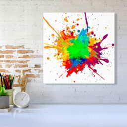 "Warren Reed - Designer Paint Splash Canvas in Green - Size: W30"" x H30""" - thumbnail 2