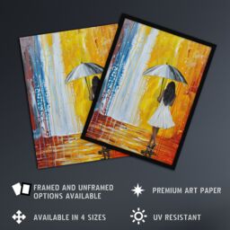 "Artery8 Woman with Umbrella in Rainbow Rain Modern Art Wall Art Print - Size: W18"" x H24""" - thumbnail 2