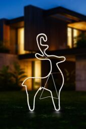 Shatchi Reindeer Neon Effect Rope Light Silhouette Double Side 90 Cool White LEDs Christmas Outdoor - thumbnail 3
