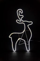 Shatchi Reindeer Neon Effect Rope Light Silhouette Double Side 90 Cool White LEDs Christmas Outdoor - thumbnail 1