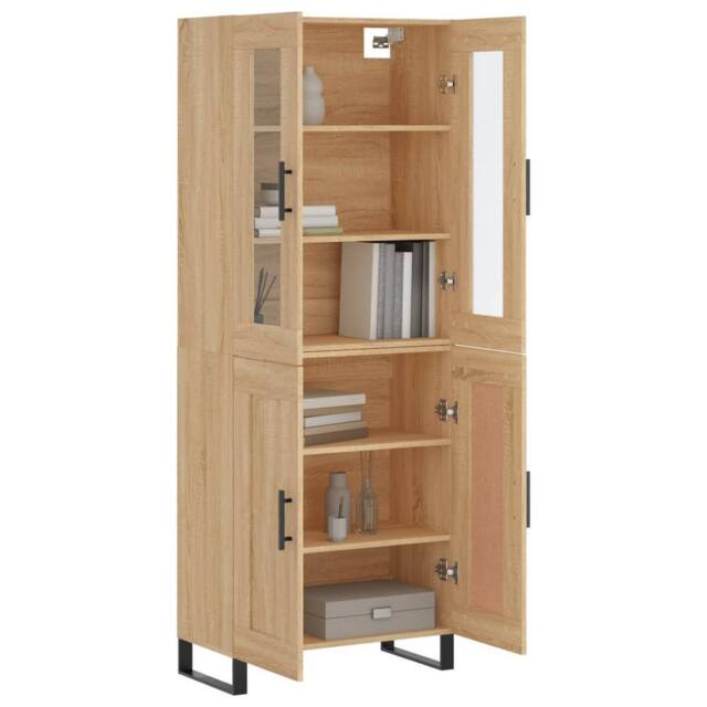Berkfield Home Highboard Sonoma Oak 69.5x34x180 cm Engineered Wood in Light Oak - image 1