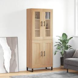 Berkfield Home Highboard Sonoma Oak 69.5x34x180 cm Engineered Wood in Light Oak - thumbnail 2
