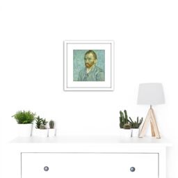 Artery8 Vincent Van Gogh Self Portrait Painting 8X8 Inch Square Wooden Framed Wall Art Print Picture with Mount in White - thumbnail 2