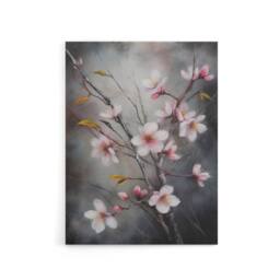 "Artery8 Cherry Blossom Tree Branch Canvas Wall Art Print in Grey - Size: W18"" x H24""" - thumbnail 1