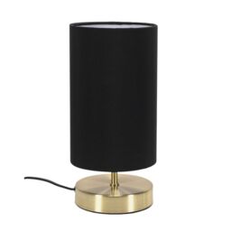 ValueLights Francis Brushed Gold Dimmable Touch Table Lamps with Fabric Shade in Black - thumbnail 2