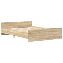 Berkfield Home Durable Bed Frame with Headboard & Footboard Sonoma Oak 140x200 cm in Light Tan