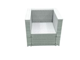 Fimous Wicker PE Rattan Sofa Garden Furniture Set with Armchair Square Coffee Table 2 Side Tables Light Grey Mixed - thumbnail 6