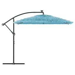 Berkfield Home Garden Parasol with Steel Pole Blue 269x269x235 cm - Size: 269 x 269 x 235 cm - thumbnail 4