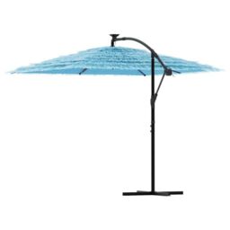 Berkfield Home Garden Parasol with Steel Pole Blue 269x269x235 cm - Size: 269 x 269 x 235 cm - thumbnail 5